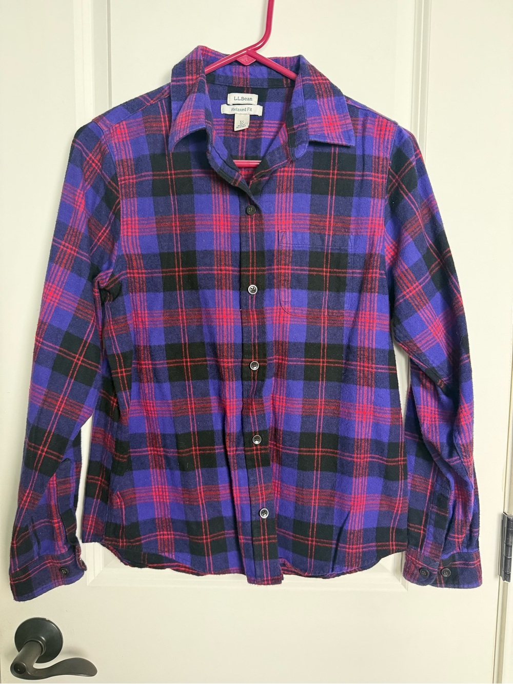 L.L. Bean Purple and Red Plaid Button-Down Shirt